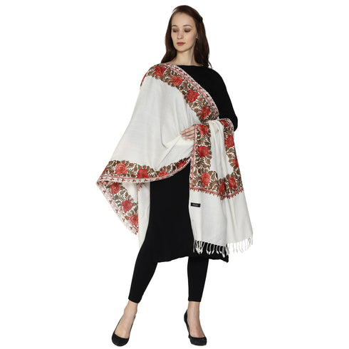 Women's Aari Embroidery Wool Stole